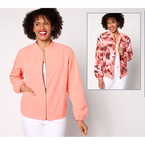 zuda Jackets & Blazers - zuda Women's Jacket Sz M Reversible Packable Spring Bomber Pink A632594